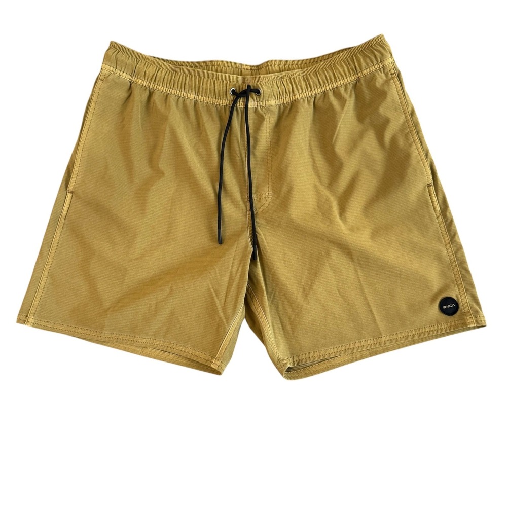 RVCA XL 6" Inseam Yellow Elastic Waist Drawstring Stretch Mens Board Shorts